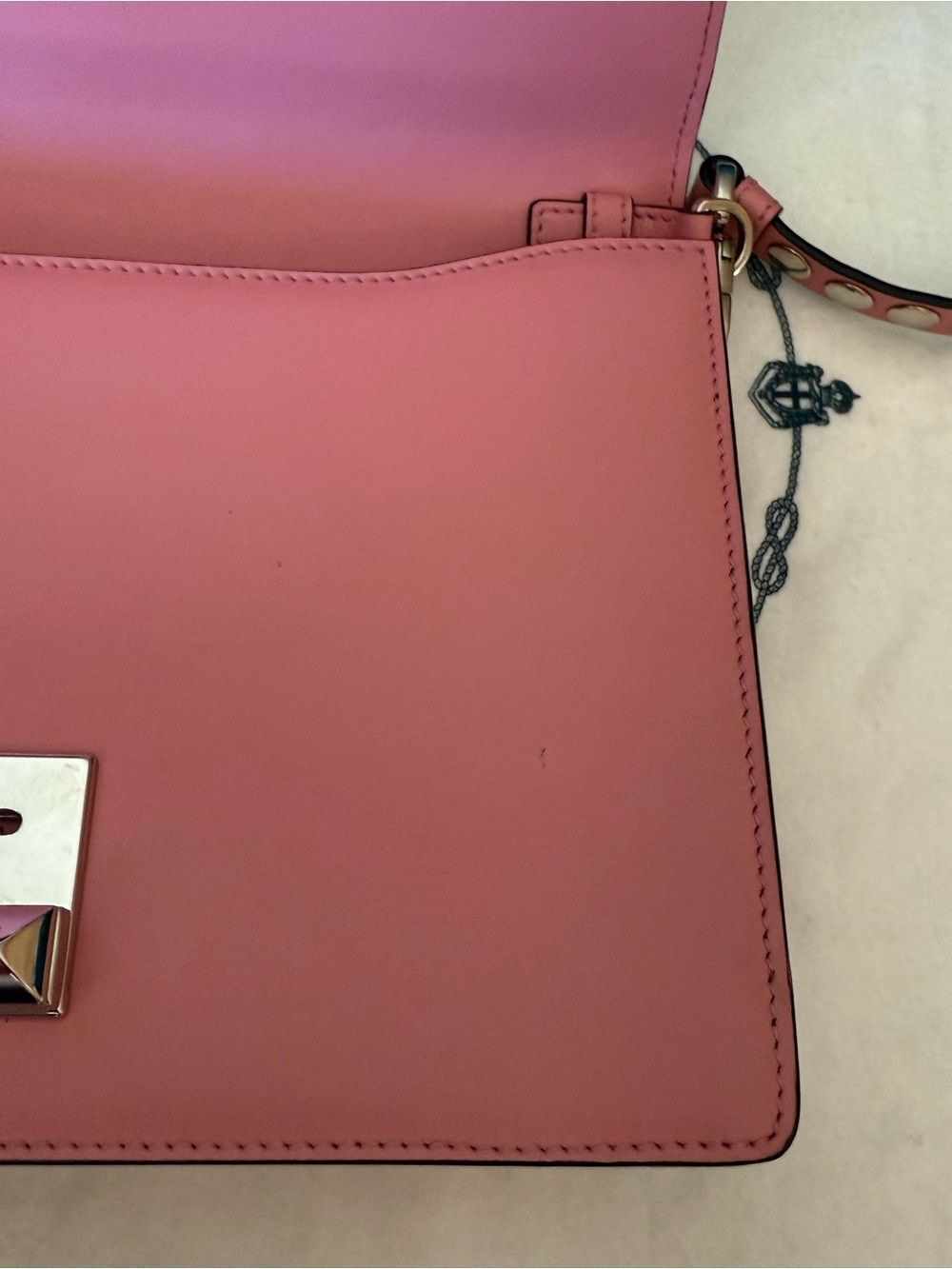 Prada Elektra 1BD120 Pink Studded Flap Shoulder Bag - Picture 9 of 16